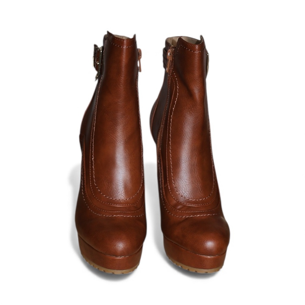 Thalia Sodi Cara Zipper Buckle Platform Heel in Cognac Women’s size 7M (US) - Picture 3 of 9